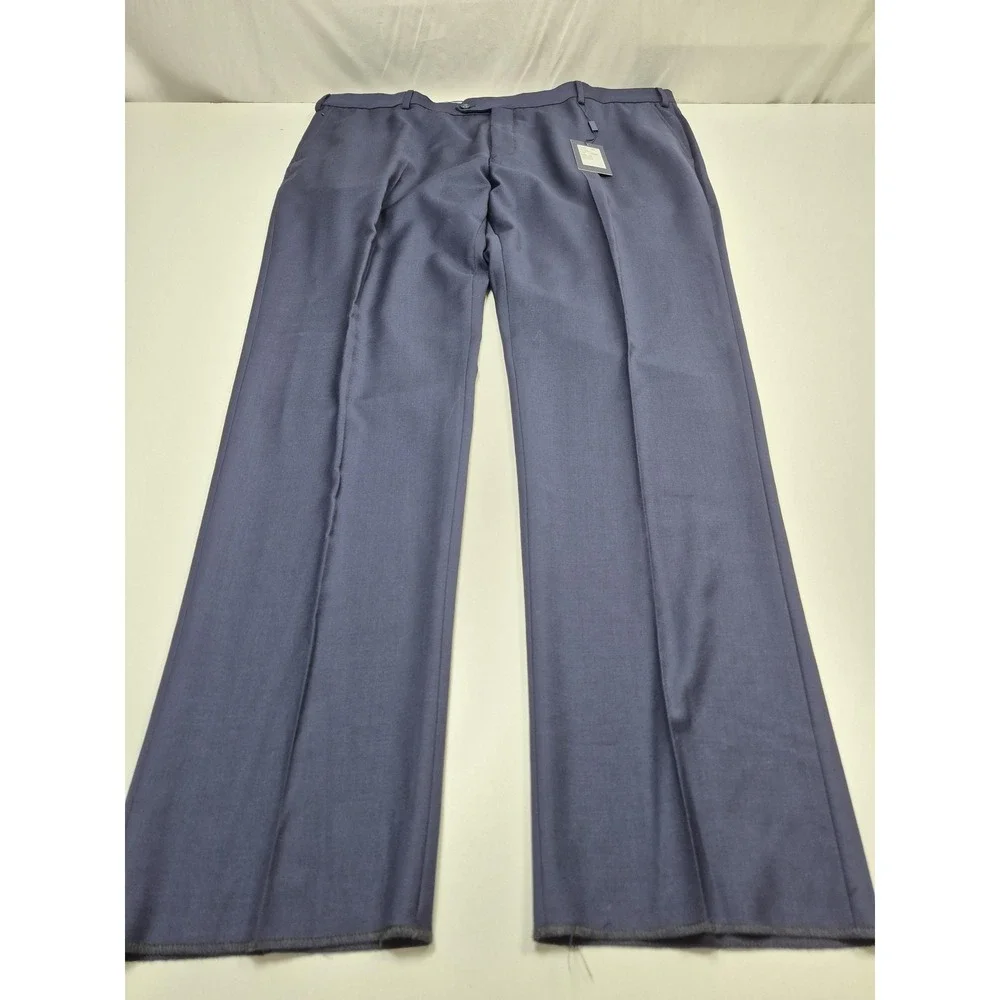 S. Cohen Dress Pants Mens 40x36 Blue Wool Flat Front Unhemmed Formal NWT